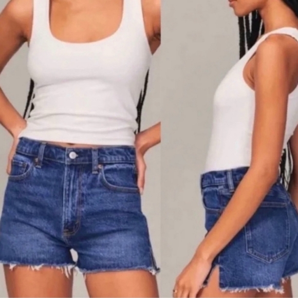 Abercrombie & Fitch Curve Love High Rise The Mom Short Size 33 - Picture 6 of 6